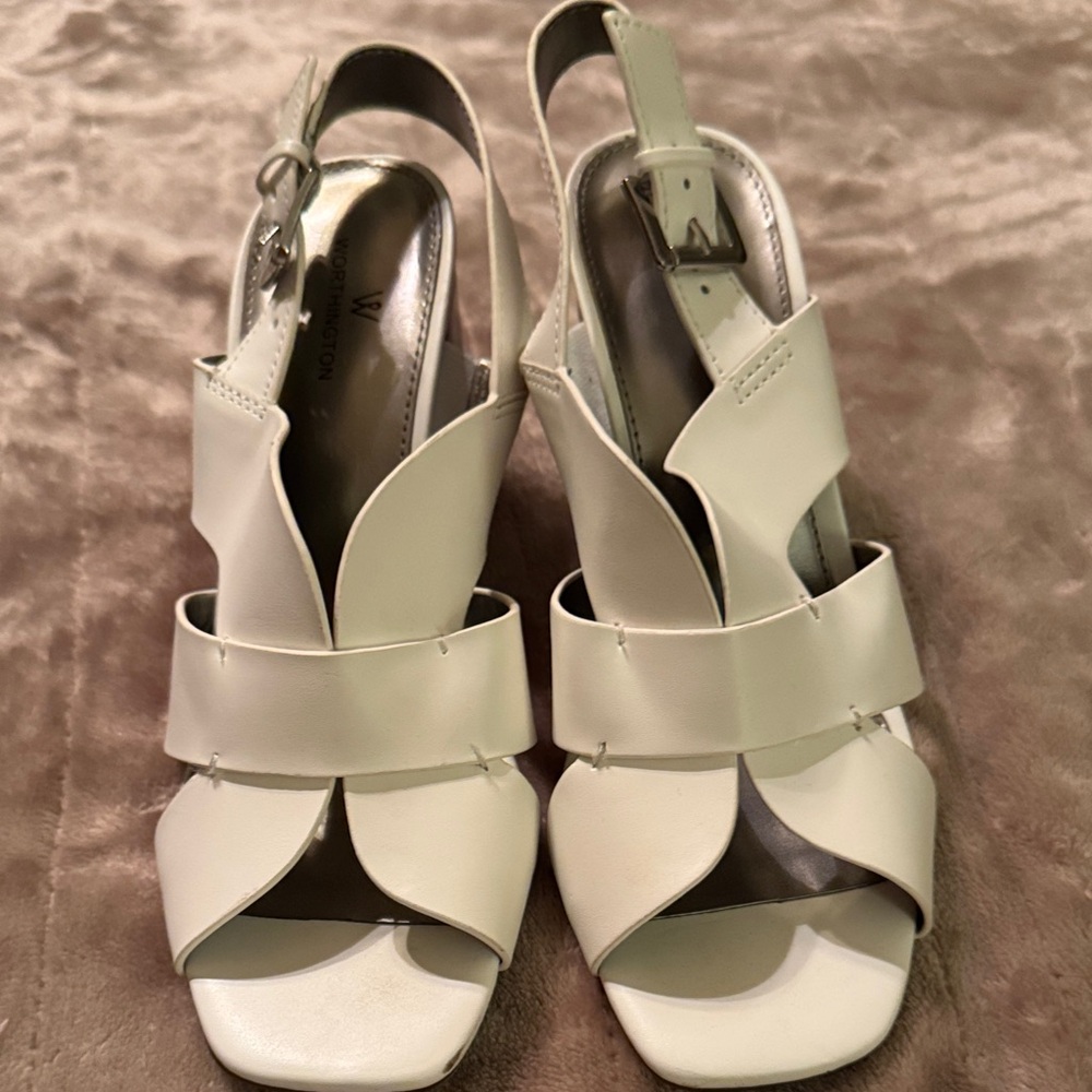 Worthington White Strappy Heels